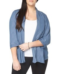 Evans Plus Size Chambray Open Front Jacket