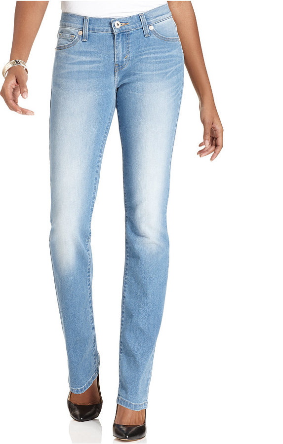 women's light blue straight leg jeans