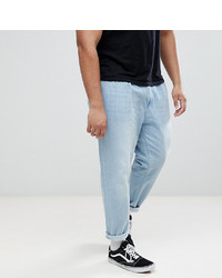 ASOS DESIGN Asos Plus Double Pleat Jeans In Light Wash Blue