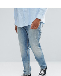 ASOS DESIGN Asos Plus Slim Jeans In Mid Wash Vintage With Abrasions