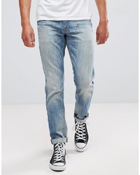 ASOS DESIGN Asos Slim Jeans In Mid Wash Vintage With Abrasions