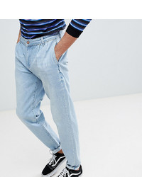 ASOS DESIGN Asos Tall Double Pleat Jeans In Light Wash Blue