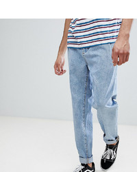 ASOS DESIGN Asos Tall Double Pleated Jeans In Mid Wash Blue