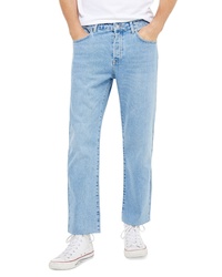 Topman Bleach Straight Leg Raw Hem Dad Jeans