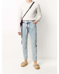 Off-White Bleached Effect Slim Fit Jeans