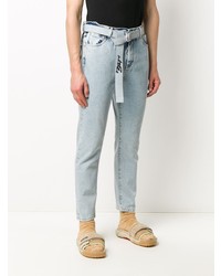 Off-White Bleached Effect Slim Fit Jeans