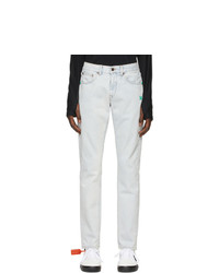 Off-White Blue Bleached Slim Fit Jeans