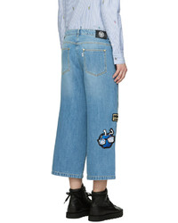 Kenzo Blue Embroidered Cropped Jeans