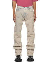 Y/Project Blue Faded Paneled Jeans