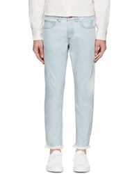 Off-White Blue Frayed Cropped Jeans
