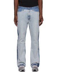 C2h4 Blue Paneled Cropped Jeans