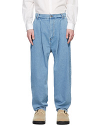 Hed Mayner Blue Pleated Jeans