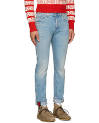 Gucci Blue Tapered Web Jeans
