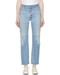 RE/DONE Blue Ultra High Rise Straight Jeans