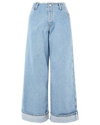 Topshop Boutique Frayed Waist Super Wide Leg Jeans