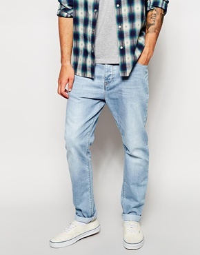 light blue tapered jeans