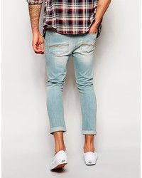 Asos Brand Super Skinny Jeans Ankle Grazer In Light Wash
