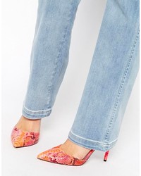Asos Collection Slouch Flare Jeans In Light Wash