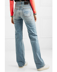 R13 Colleen Distressed High Rise Straight Leg Jeans