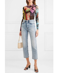 Acne Studios Cropped High Rise Straight Leg Jeans