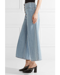Marc Jacobs Cropped High Rise Wide Leg Jeans Light Blue