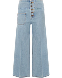 Marc Jacobs Cropped High Rise Wide Leg Jeans Light Blue