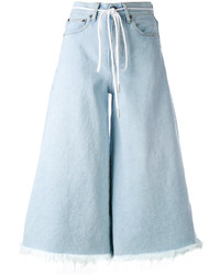 Off-White Cropped Wide Leg Jeans
