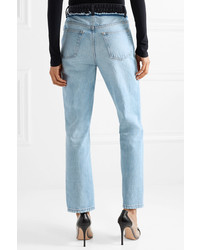 Alexander Wang Cult Duo Layered Distressed High Rise Straight Leg Jeans