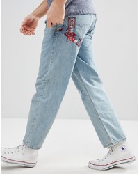 Diesel Dagh 90s Fit Jeans In Mid Wash Blue With Tape Detail