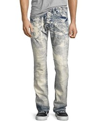 PRPS Demon Drainage Acid Bleached Slim Straight Jeans Indigo