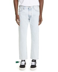 Off-White Diagonal Stripe Slim Fit Jeans In Bleach Blue At Nordstrom