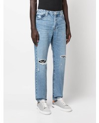 Frame Distressed Finish Straight Leg Jeans