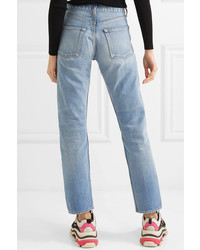 Balenciaga Distressed High Rise Straight Leg Jeans
