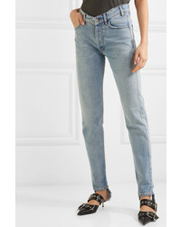 Balenciaga Distressed High Rise Straight Leg Jeans
