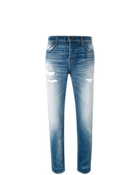 Current/Elliott Distressed Straight Jeans
