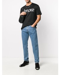 Versace Embroidered Logo Straight Jeans