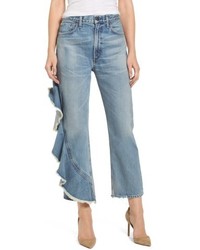 Citizens of Humanity Estrella Side Ruffle High Waist Ankle Jeans