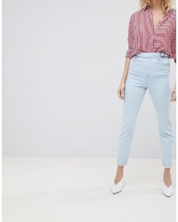 ASOS DESIGN Farleigh High Waist Slim Mom Jeans In Philoa Light Stone Wash With Savannah Styling And Side Tab Detail Bl1