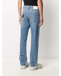 MSGM Heart Embroidery Loose Fit Jeans
