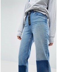 Asos High Waisted Straight Leg Jeans With Exposed Zip