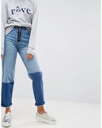 Asos High Waisted Straight Leg Jeans With Exposed Zip