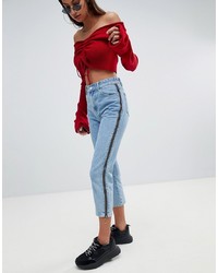 PrettyLittleThing High Waisted Zip Detail Mom Jeans