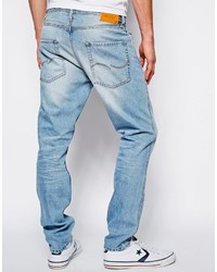 Jack and Jones Jack Jones Tapered Fit Jeans In Stone Wash