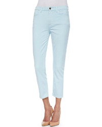 Jen7 Skinny Sateen Cropped Jeans Light Blue