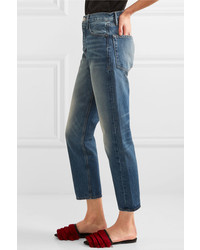 Frame Le Original Cropped High Rise Straight Leg Jeans Blue