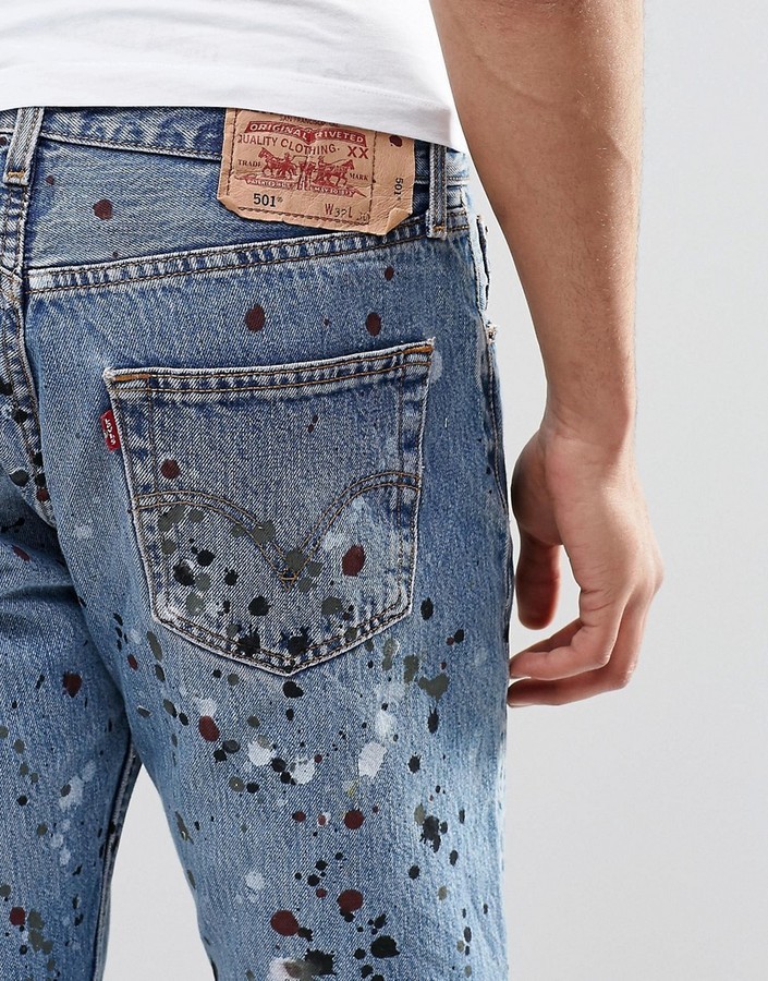 Reclaimed Vintage Levis 501 Jeans In Paint Splatter, $73 | Asos | Lookastic