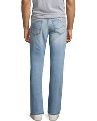 Jacob Cohen Light Wash Straight Leg Stretch Denim Jeans With Orange Stitching Light Blue