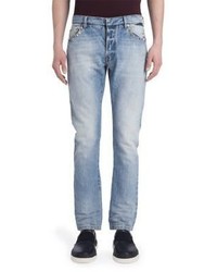 Valentino Light Washed Rockstuded Denim Jeans