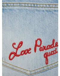 Gucci Logo Embroidered Washed Denim Jeans