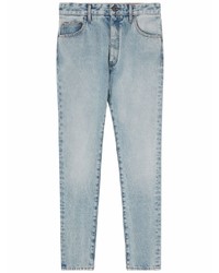 Palm Angels Logo Print Faded Jeans